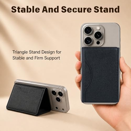 Image of Magnetic Wallet, Tri Fold Magnetic Card Holder with Premium PU Leather, Slim Foldable Phone Wallet for iPhone Android Travel and Daily Carry