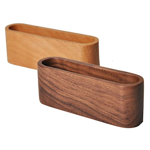 Srup 2 Stück Kreative hölzerne Visitenkartenhalter, Klassischer Visitenkartenhalter aus Holz, Visitenkartenhalter aus Holz, Visitenkartenständer Büro Desktop Organizer Cover