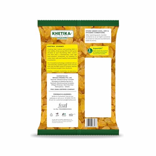 Image of KHETIKA Premium Long Raisin 500 Gram| Long Kishmish|Naturally Dried Kishmish