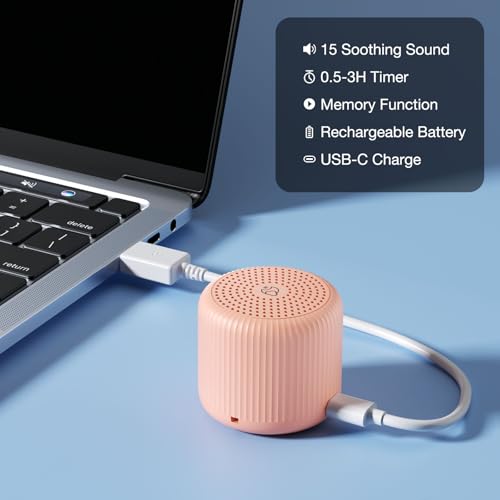 Image of White Noise Machine Baby Portable Sound Machine,LEICEX Travel Sound Machine,15 Non-Looping Sound Timer and Memory Play, Mini White Noise Machine for Sleeping Office Travel (Peach)