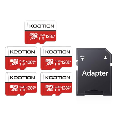 KOOTION 128GB Micro SD Card 5 Pack microSDXC UHS-I Memory Card with Adapter – U1, Full HD, C10 TF Flash Card for Smartphone