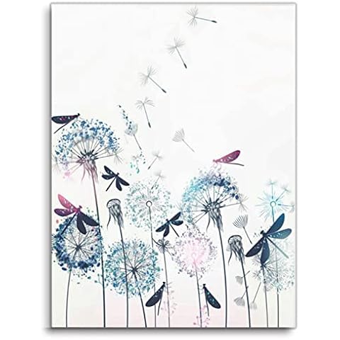Dandelion Painting Wall Art Canvas Fashion with Framed for Living Room Bathroom. Abstract Pictures for Bedroom. Modern Prints Office Hallway and Stairs Christmas Cover
