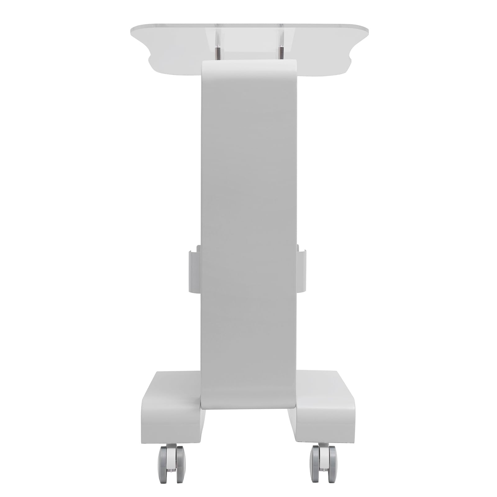 Carro de salón de belleza, bandeja de cristal, 4,6 x 18,5 pulgadas de gran capacidad, carrito con cuatro ruedas, capacidad de carga de 33 lbs bandeja de almacenamiento de equipos de belleza