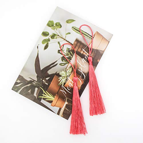 Image of VAPKER 100 Pieces Light Coral Color 13cm /5-Inch Silky Handmade Soft Tassels Floss Bookmark Tassels with 2-Inch Cord Loop for Jewelry Making, DIY Projects, Bookmarks