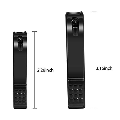 Nail Clippers Set, Sharp Stainless Steel Fingernail Clipper & Toenail Clippers, Black Nail Cutter, Large And Small 2 Piece Set. (Large/Small) #TOP6
