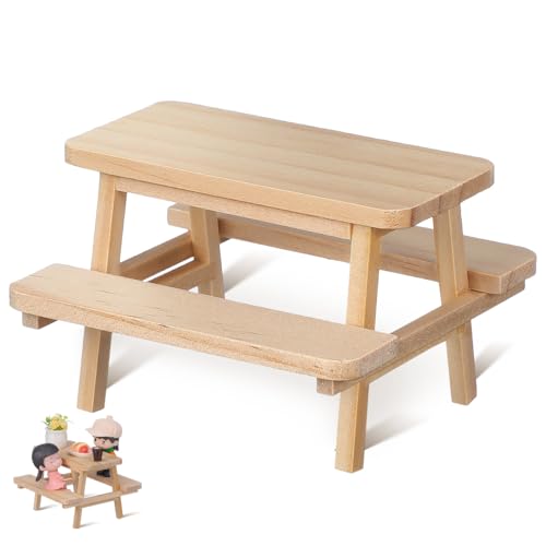 Table de pique-nique miniature en bois cadeau ideal pour passionne de maison de poupee