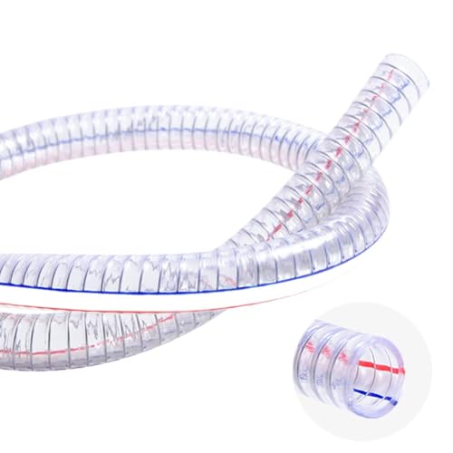 QuQuyi 1-1/2" ID x 1-3/4" OD Heavy-Duty PVC Suction Hose, 6.6FT Flexible Reinforced Tubing with Embedded Steel Wire, Thick Wall Vinyl Tube for Water Pump Oil Transfer Industrial Use