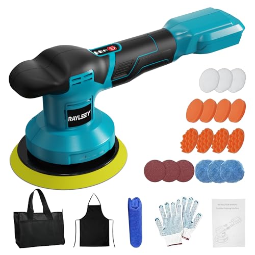 Poliermaschine Auto für Makita 18V LXT-Akku 6 Zoll Exzenterpolierer Poliermaschine mit 3 Variablen Geschwindigkeiten(550-6000 U/min) 23pcs Politur-Set für Wachsen/Autodetaillierung (Ohne Akku)