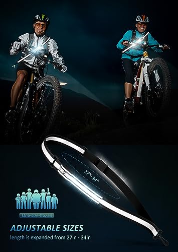 Ylzzrs LED Reflective Belt Sash Walking Gear,Safety Lights for Walkers at Night,High Visibility Safety Rechargeable Reflective Running Gear for Men Women Kids Night Dog Walking Gear (Black) - Thumbnail 6