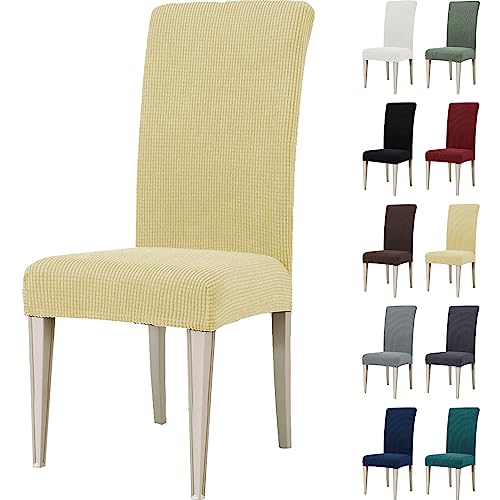 Ystyle Stretch Stuhlhussen 4er Set, Stuhlbezug Elastisch Abnehmbarer Waschbarer, Universal Hussen Für Stühle, Stuhlbezüge Chair Cover Für Hotel Bankett Küche Restaurant Hochzeit Party, Beige