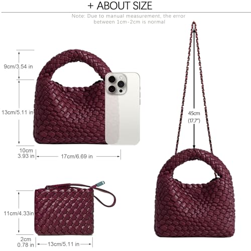 Image of JINMANXUE Fashion Mini Handbag For Women, Woven Tote Bucket Composite Bag Knitting Chain Bags, Crossbody Shoulder Purses