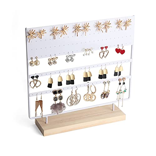 MSUIINT Présentoir à boucles d'oreilles en bois - 144 trous - Pour clous d'oreilles - Blanc Cover
