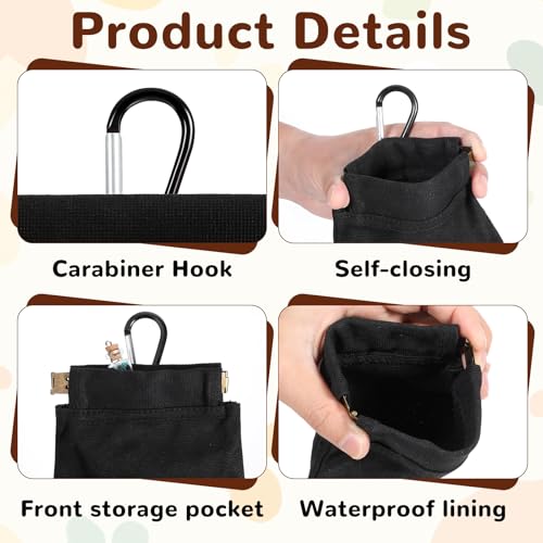 LIQWEI Leckerlibeutel für Hunde, Freihändige Futterbeutel Hundetraining mit Automatischem Verschluss, Kleine Hundeleckerlitasche mit Karabiner Welpen Leckerlitasche für Hundetraining (Schwarz)