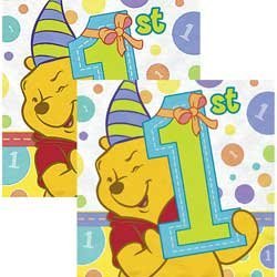 Winnie the Pooh 1st Birthday Party - Beverage Napkins