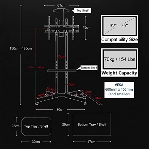 Soporte de Piso Móvil Ajustable para TV 32-75" miniatura 2
