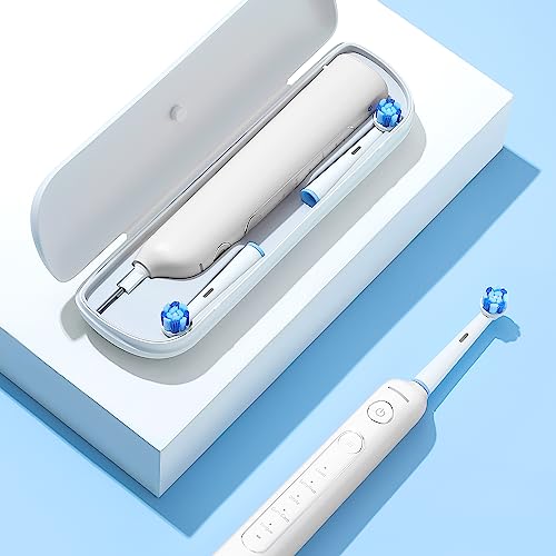 Brosse à dents électrique rotative Bitvae R2 blanche avec 8 têtes et étui