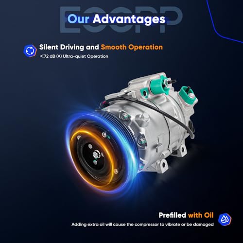 Image of ECCPP AC Compressor for Hyundai Santa Fe for Kia Sorento 3.3L 2013-2018 | AC Compressor with Clutch Rapid Cooling