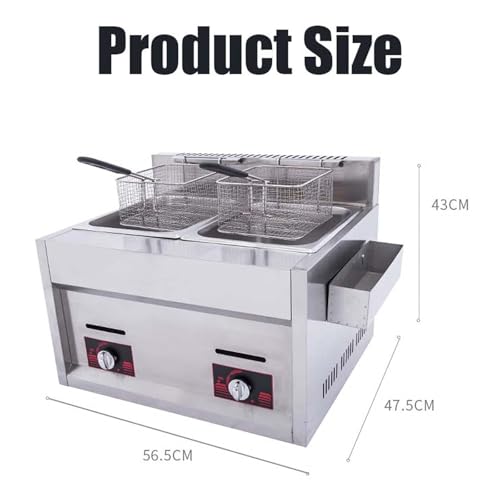 Gas-Fritteuse Kommerzielle Bratpfanne Pommes Frites-Maschine Fritteuse – Flüssiggas-Arbeitsplatte Fritteuse mit 2 Frittierkörben – perfekt für Restaurants oder Zuhause – Bild 3