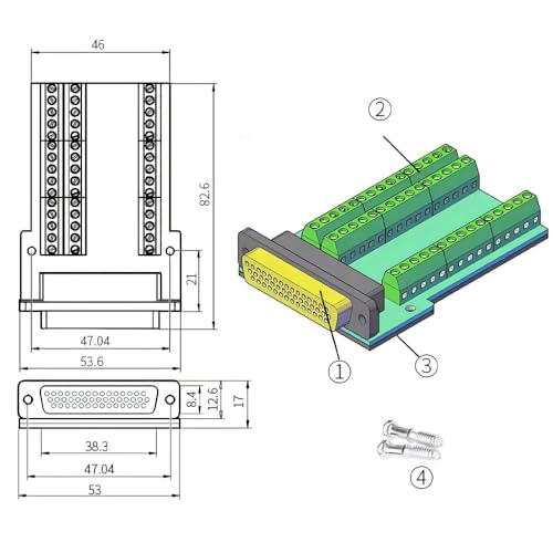 Conector Serial DB44 macho 44 pines, pack x2 miniatura 6