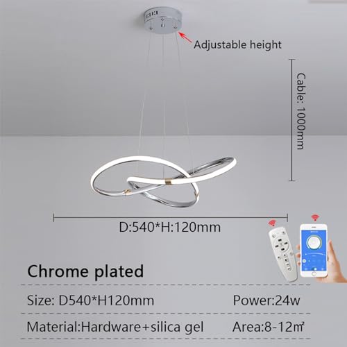 Lustre LED dimmable plafonnier suspension télécommande salle à manger