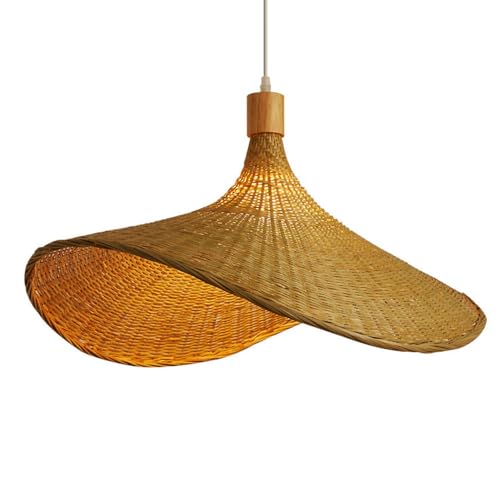 Lámpara colgante de ratán con forma de sombrero para isla de cocina
