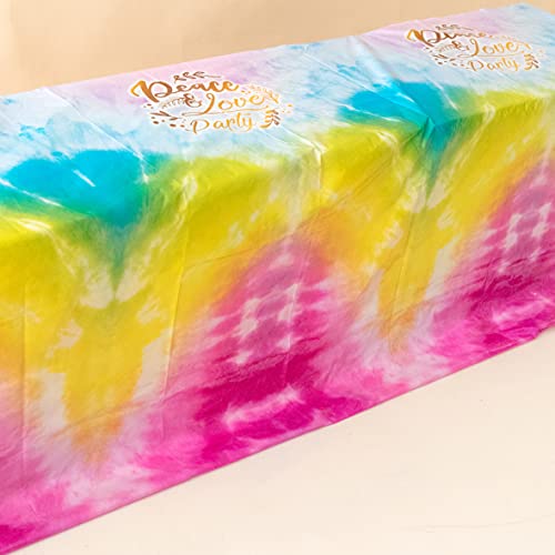 Joyful Toys Tie Dye Tablecloth - Plastic Jumbo Table Cover (108" X 54") - Ideal For 70S Tie Dye Party Decorations & Party Supplies For Kids And Adults #TOP5