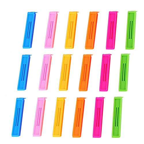 Hebudy Clips de sellado para bolsas pinzas de alimentos pinzas de plástico pinzas clip clip hebilla de almacenamiento Clips de sellado abrazadera 18 piezas Cover