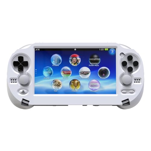Image of Hand Grip Handle for psv1000 ps vita 1000, Protective Case, L2r2 is Used to Click on The Back of The PSV.Gift of Raised Button Stickers, Tempered Film, Joystick Cap. (Frosted White)