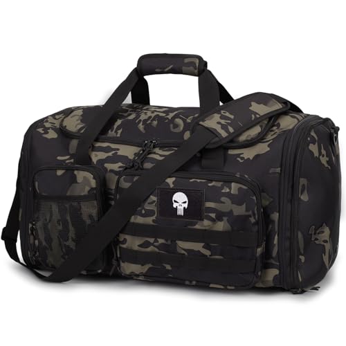 Borsa Duffle Tattica da Viaggio – Borsa da Palestra da Uomo Espandibile 52L con Scomparto Bagnato...