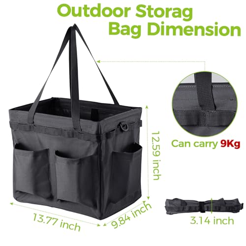 Car Trunk Organizer Multifunctional Storage Toolbox Carry Griddle,Large Grill Utensils Accessory Grilling Tools Basket Carrying Caddy Tool Tote Bag Storage Box Camp Cooking bbq Outdoor(Black) - Image 4