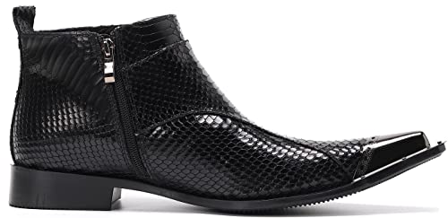 Santimon Mens Chelsea Boots Dress Casual Party Disco Cowboy Western Boots Metal Tip Toe Genuine Leather Buckles Zipper Ankle Boots Fashion Singer Ballroom Wedding Prom Chukka Boots3