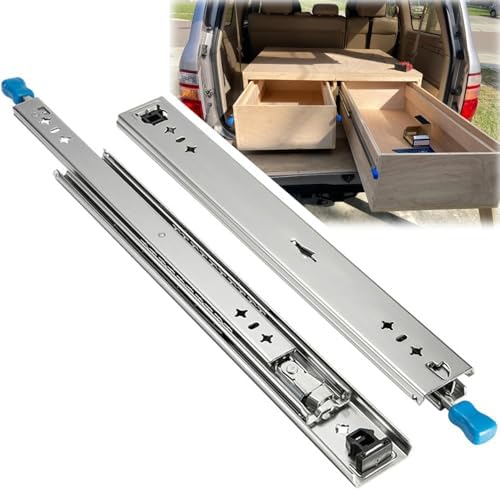 Generic Heavy Duty Drawer Slides with Lock Full Extension Metal Rails 10 16 22 28 34 40 44 48 50 56 60 Inch Side Mount Ball Bearing Track Guide Glides Runners 1 Pair(1300mm/52inch)