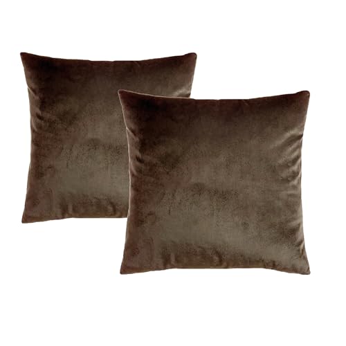 Opiniones de Cojines los 10 mejores. 43 Set De 2 Cojines Decorativos Tela Velvet Diseño Liso 45cm X 45cm - Rellenos (Cafe)