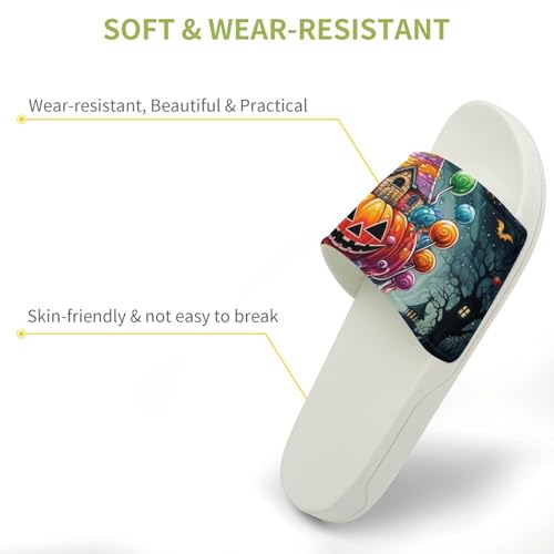 Colorful Candy Halloween Funny House Sandals Non Slip Shower Slippers Quick Drying Bathroom Shoes for Women Men3