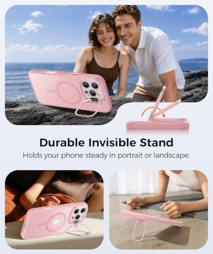 Image of FNTCASE for iPhone 16 Pro Case with Stash Stand for MagSafe Pink