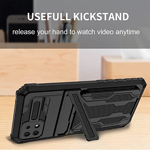 Celero 5G Phone Case Boost Mobile, Samsung Galaxy A22 5G Case, Niuuro Wallet Case With Credit Card Holder Stand Kickstand Slim Rugged Shockproof Heavy Duty Defender Armor Protective Phone Case - Black #TOP6
