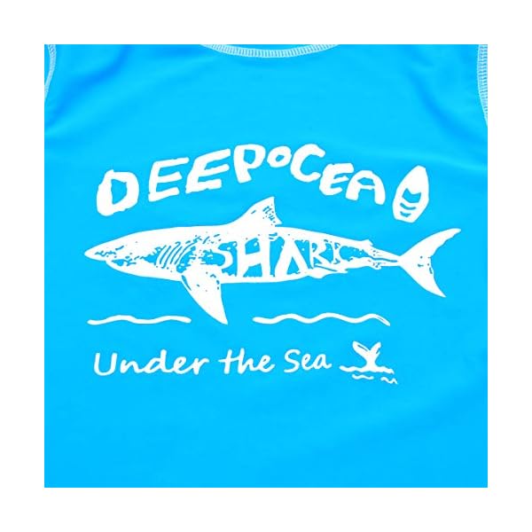 Kids Short Sleeve Sunsuit Swimwear Sets Boys Two Piece Rash Guard Swimsuits Great White Shark Pattern 10T - Image 4