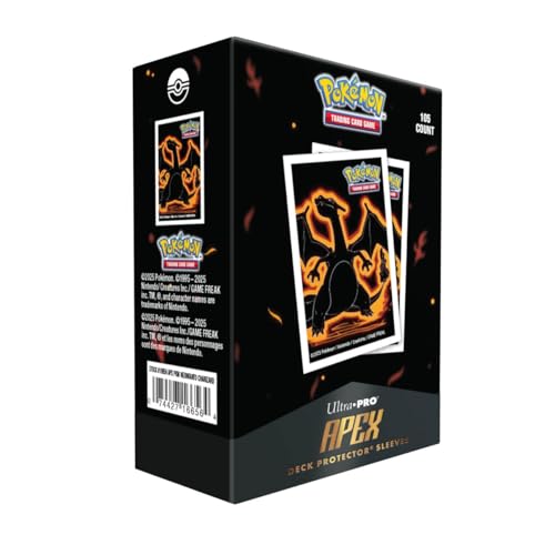 Ultra Pro | Pokemon Neon Kanto Apex Deck Protector Sleeves - Charizard (105ct) | Trading Card Game Accessory | Ages 6+