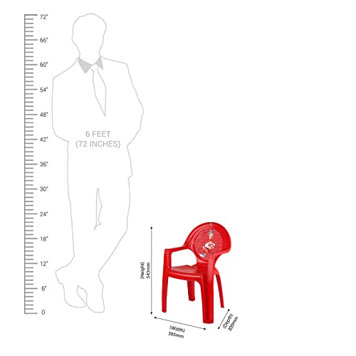 Image of Cello New Tulip Comfortable Kids Chair, Red | 100% Polypropylene Stackable Chairs | Dust Free | Strong and Durable | Backrest for Study Chair /Dining Room /Bedroom /Kids Room /Living Room /Indoor-Outdoor