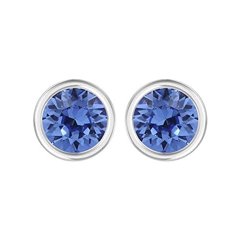 Crystal Earrings, September Birthstone Sapphire Color Crystal Stud Earrings for Women, Crystal Earring Studs with Certificate and Warranty, Hypoallergenic Stud Earrings Cover