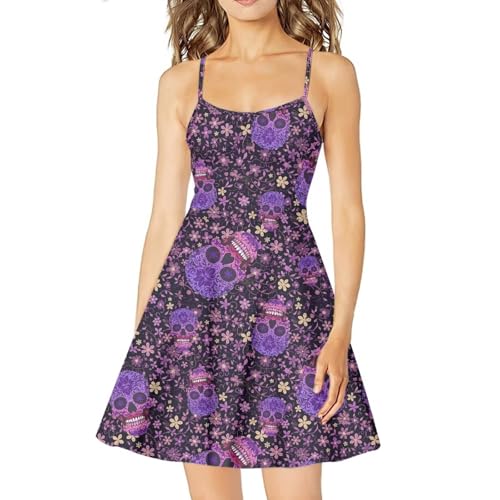 Image of Spaghetti Strap Midi Satin Dresses Summer Sleeveless Sundree Women Girl Beach Party Swing Dress