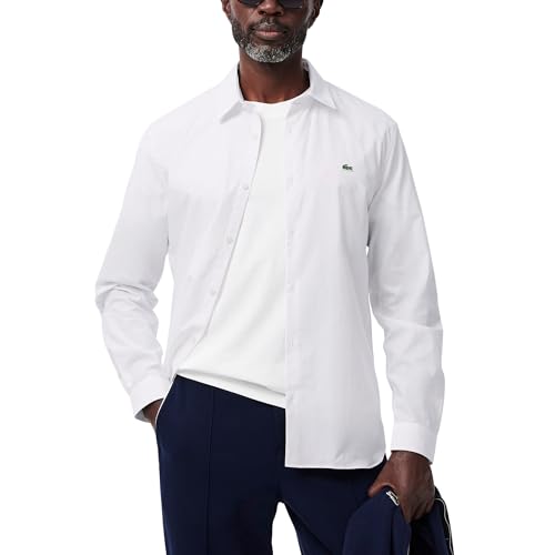 Lacoste Mens Long Sleeve Slim Fit Poplin Button Down Shirt
