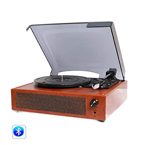 Schallplatte Plattenspieler Bluetooth Lautsprecher Retro Phonograph Grammophon Kopfhörer/Cinch Audioausgang 33/45/78 RPM
