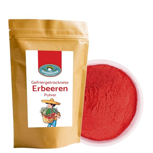Polvo de fresa liofilizado, 100% natural, sin sabores, reutilizable, 250 g I PeppermintMan