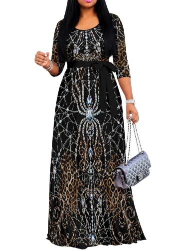 Image of PinkPatty Women's Plus Size V Neck Long Sleeve Wrap Maxi Dress with Belt | Flowy belted maxi dress for travel, vacations, weddings, dinners, church, parties, and everyday elegant wear