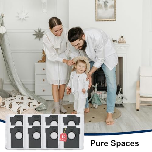 Image of 10 Pack Dust Bags for Dreame X50 Ultra /X40 Ultra /X30 Ultra /L50 Ultra /L40 Ultra /L10s Ultra Gen 2 /L10s Pro Ultra Robot Vacuum Cleaner, 3.0L Large Capacity Vacuum Bags Automatic Dirt Disposal Bags
