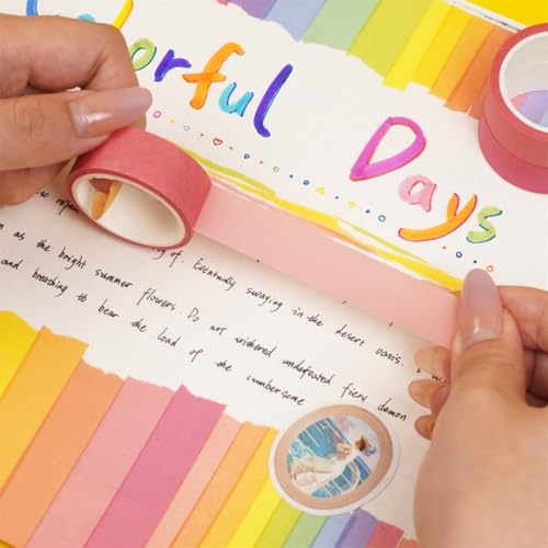 Maartla Conjunto de 20 Rolos de Fita Washi, 2 Tamanhos de Fita Washi Arco-Íris, Fita Adesiva Colorid