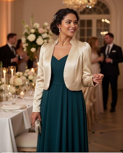 Image of Bolerose Formal Puff Sleeve Satin Bolero Jacket