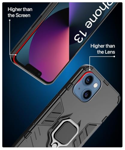 Image of AIBEX Armor Back Cover Compatible for Apple iPhone 13| Rugged Shockproof Case with Ring Holder & Kickstand | Military-Grade Protection | Magnetic Car Mount Compatible