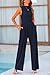 PRETTYGARDEN Womens Summer Jumpsuits Dressy Casual One Piece Outfits Sleeveless Mock Neck Wide Leg Pants Rompers with Pockets (Navy,Large)